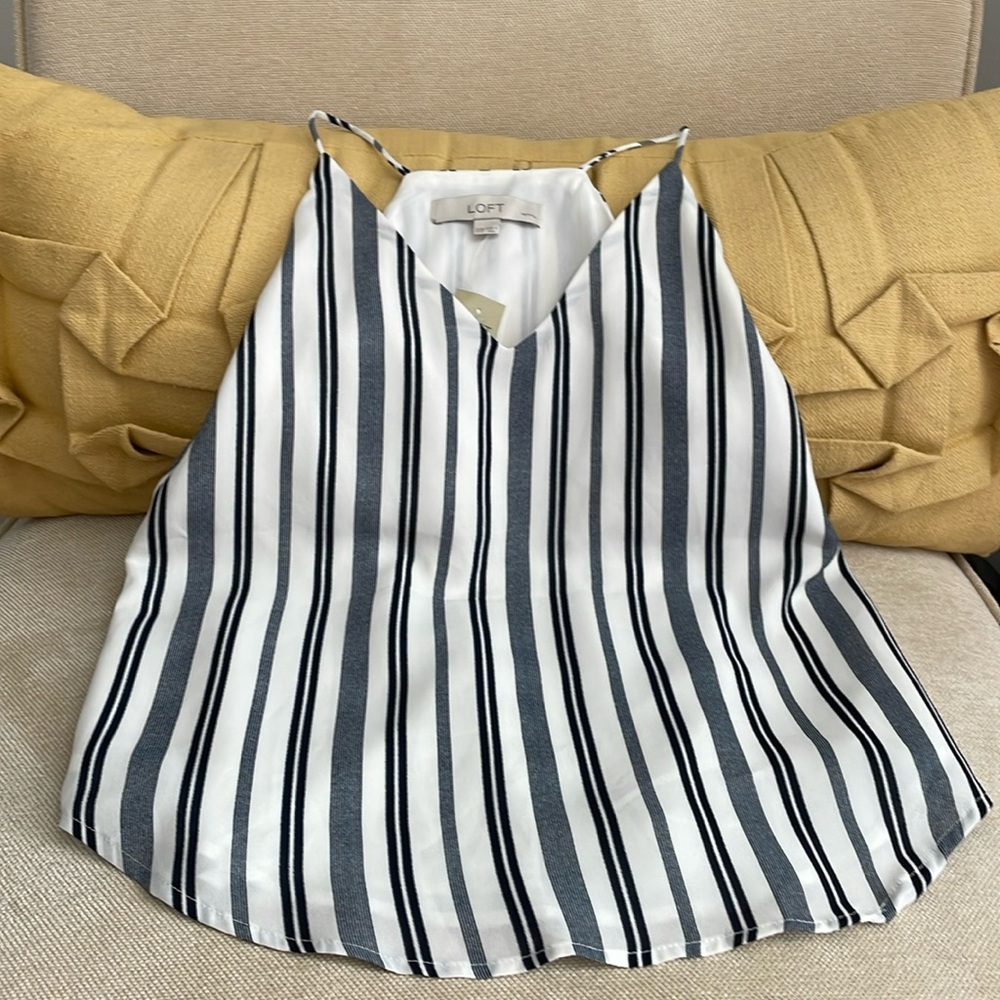 NWT Women’s Loft Tank Cami Top navy, and white stripe Size XXSP